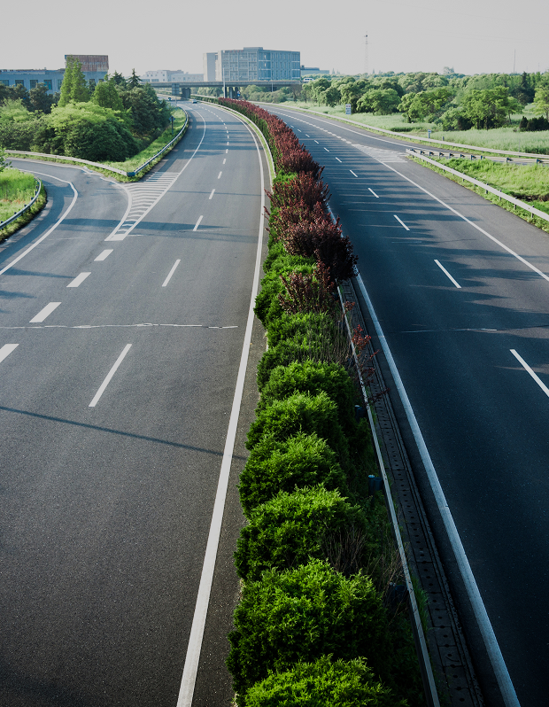 Highway with greenery