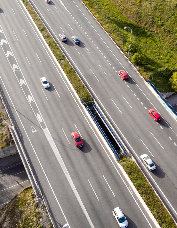 Highway with greenery